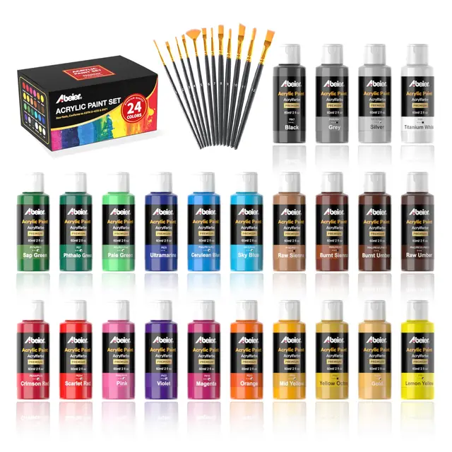 abeier acrylfarben set 24 farben 60 ml