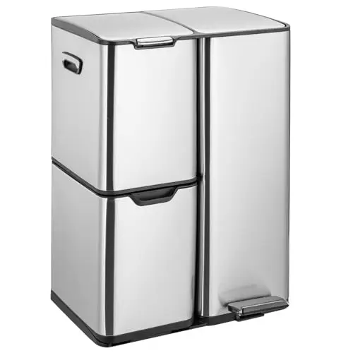 liferun mülleimer 3 fächer 60l edelstahl