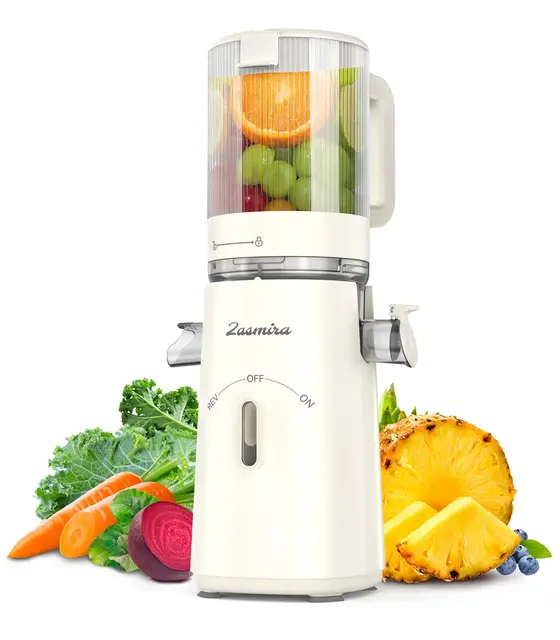 Zasmira Entsafter Slow Juicer mit hohem Drehmoment und 120MM-Einfüllschacht, Kein Vorschneiden entsafter für gemüse und obst, 99,6% Saftreinheit, 1,5L, REV-Modus, einfacher zu reinigen