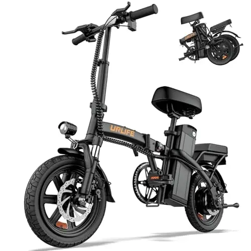 URLIFE E-Bike Klapprad 14", 48V 7.5Ah Austauschbarem Akku für Lange Reichweite bis 60KM, Elektrofahrrad 250W Motor, 3 Fahrmodi, Sitzhöhe Verstellbar, Falt-Pedelec ebike für Herren Damen