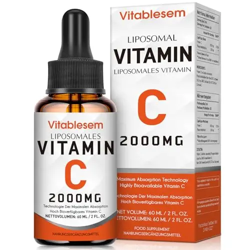 Liposomales Vitamin C Flüssig 2000 mg, Hochdosierte Ascorbinsäure, Maximale Absorption, Hochgradig Bioverfügbar, Sojafrei, Vegan, Gentechnikfrei