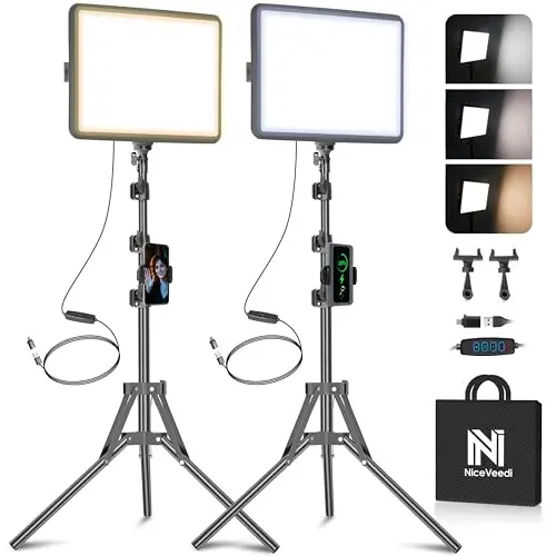 niceveedi 2x led videoleuchte 15w