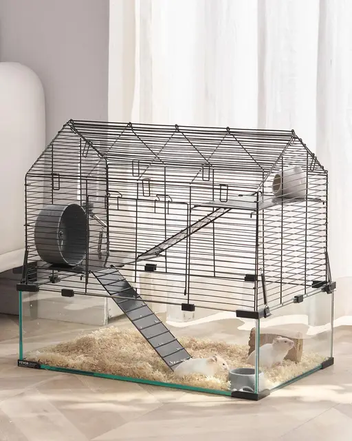 VEVOR Hamsterkäfig 360°-Sicht 2-etagig 58x38x54 cm