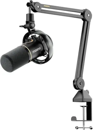 MAONO PD200W Hybrid Wireless Podcast Mikrofon für PC, XLR-USB-Dynamische Mikrofon-Set mit Arm, Software, Geräuschunterdrückung, für Aufnahmen, Streaming, Inhaltserstellung, Heimstudio, Voiceover