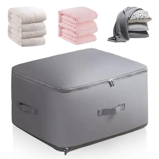 TBLMPNE Aufbewahrungstasche Ultra Platz Sparender Selbstkomprimierender Organizer, Aufbewahrungsbox Komprimierender Beutel for Bettdecken Kleidung Decken (Grau, XL 52x42x60CM)