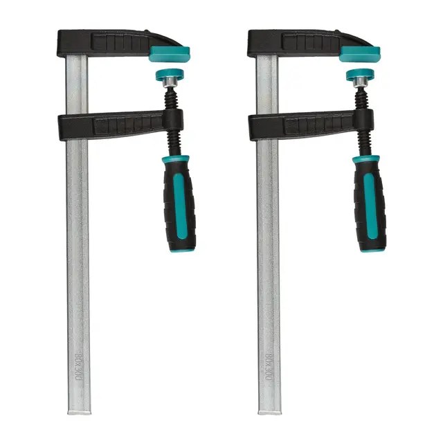 wolfcraft Schraubzwingen Set 270 kg Spannkraft, 80 mm Ausladung, 300 mm Spannweite für DIY-Projekte, Reparaturen und Leimarbeiten