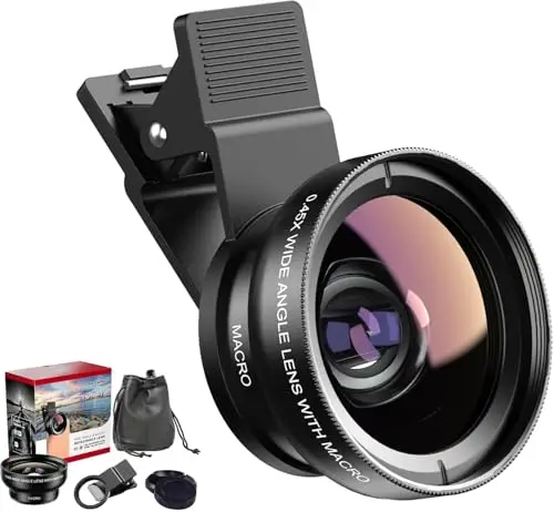 2-in-1 Universal Handy Kamera objektiv, Handy objektiv Set, 12,5X Macro Lens, 0,45X Weitwinkel, Makroobjektiv für die meisten Smartphones
