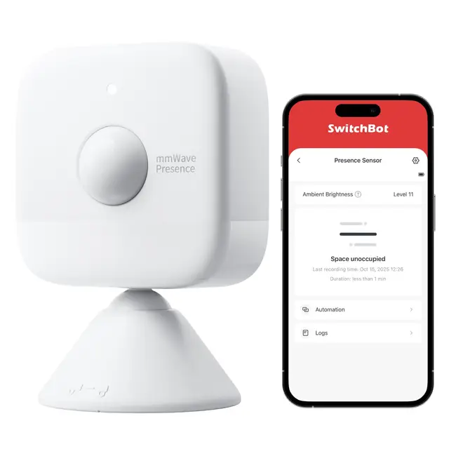 SwitchBot mmWave Bewegungssensor, Präsenzmelder für Smart Home Licht- & Gerätesteuerung, Dynamische Überwachung & Sicherheitsalarm, Alexa HomeKit & Apple Home über Hub, 2 Jahre Batterie