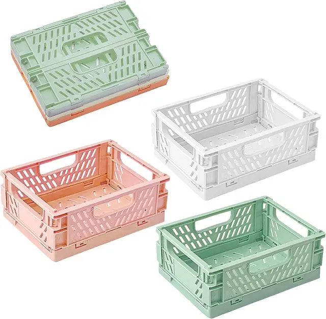 3er-Set Klappboxen faltbar stabil – 15×9,8×5,8cm Aufbewahrungsbox klein in Perlweiß, Matchagrün & Rosa, klappbarer Aufbewahrungskorb für Küche & Badezimmer