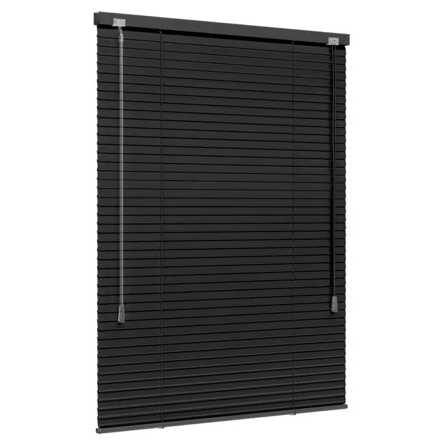 Jalousiescout Lightless Jalousie Aluminiumjalousie, Verdunkelungsrollo, Innovative Verdunkelungstechnik, Sichtschutz, ohne Bohren, 60 x 130 cm (BxH), Schwarz matt