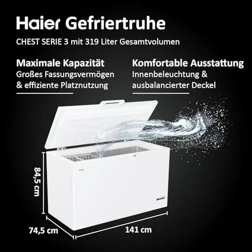 haier hce321t 319 liter gefriertruhe