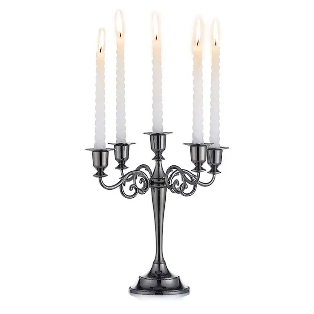 Kerzenständer 5-armig Metall Kerzenleuchter Mehrarmiger Schwarz Kerzenständer Vintage Kandelaber Spitzkerzen Kerzenhalter für Haus Hochzeit Weihnachten Party Dekoration