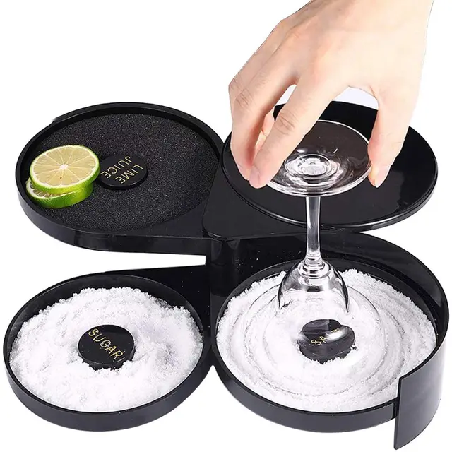 TonJin 1 Pack 3 Tier Bar Glas Rimmer für Margarita und Cocktail, Barkeeper Tool, Salt Box Spice Container,Salz Rimmer