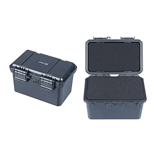 Lykus HC-1530 wasserdichte Mini Koffer Trockenbox mit Schaumstoffeinlage, Innenmaße 14,9 x 8,5 x 9,4 cm, IP66 spritzwassergeschützt, geeignet für Handys, Werkzeuge, Kleingeräte und mehr
