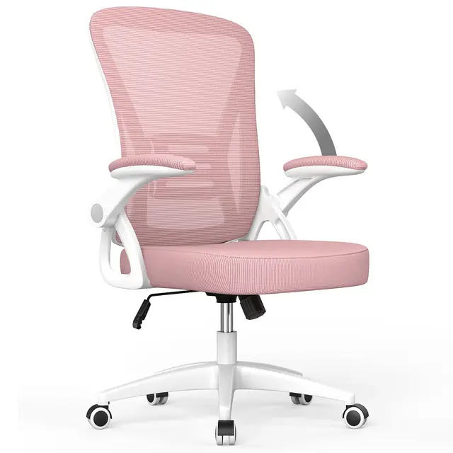 naspaluro Bürostuhl mit Verstellbaren Armlehnen, Ergonomischer Schreibtischstuhl mit Netzbespannung, Lordosenstütze, Höhenverstellbarer, Gepolstertem Sitzkissen, 360° Drehstuhl, Rosa