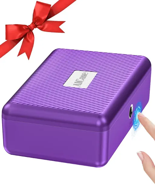 AICase Biometrische Aufbewahrungsbox mit Fingerabdruck, tragbar, für Bargeld, Schmuck, Sicherheitsschloss, Zahlenschloss für Auto, Zuhause, Büro, Reisen_2