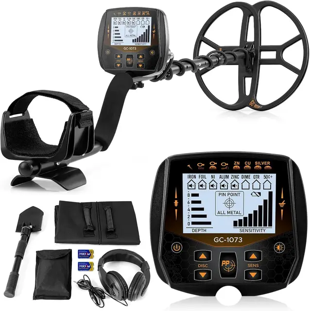 Hazlewolke 13''/33CM Metalldetektor Profi mit großer wasserdichter Doppel-D Suchspule, hoher Empfindlichkeit & Pinpointer-Funktion, Golddetektor für Erwachsene mit LCD-Anzeige