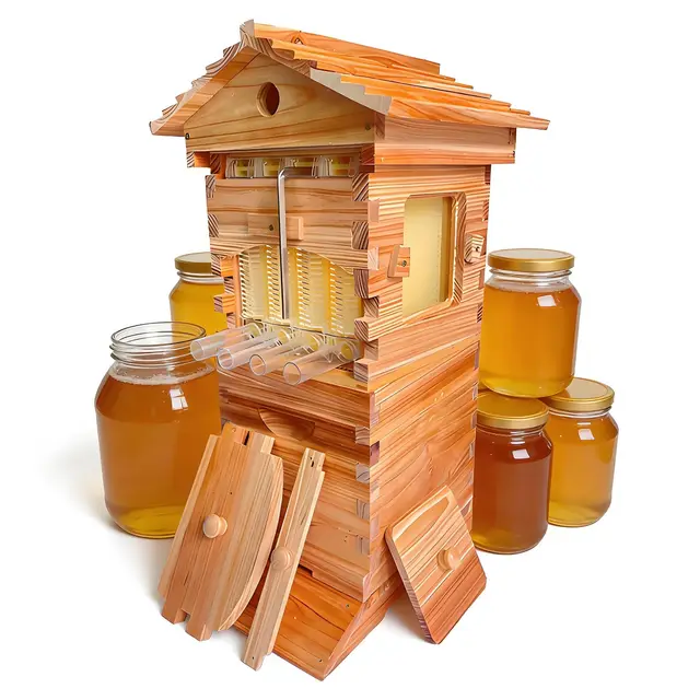 Flow Hive Imker-Starterset, komplettes Bienenstock-Starterset mit Sichtfenster und leicht zu öffnendem Honigauslauf, ideal für die Honigernte im eigenen Garten.