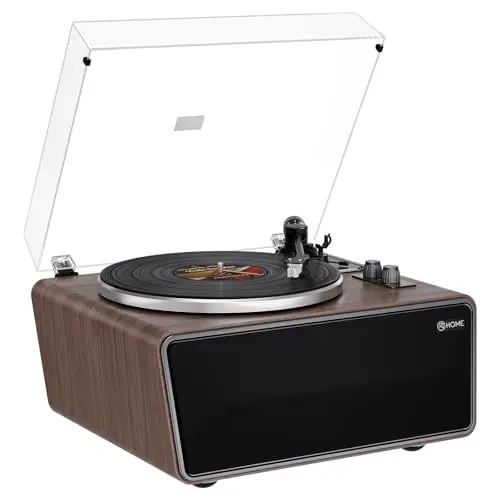 All in One Plattenspieler mit 4 Stereo Integrierten Lautsprecher,Hi-Fi Schallplattenspieler,Vinyl Record Player Bluetooth,USB PC Digitaler Ausgang,Phono Vorverstärker,AT-3600L,33/45U/min