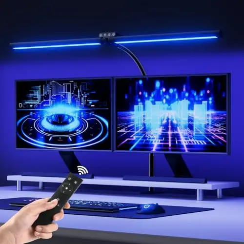 vatato Doppelkopf LED Schreibtischlampe RGB 24W dimmbar klemmbar schwarz