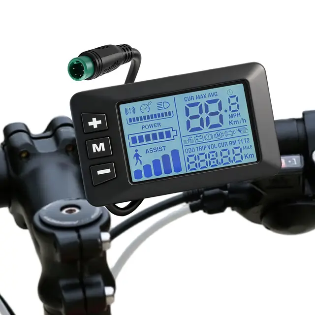 GD01 LCD-Display für E-Bikes, 5-poliger wasserdichter Stecker, Multi-Spannung 24V/36V/48V, inklusive Geschwindigkeitsanzeige und Distanzverfolgung