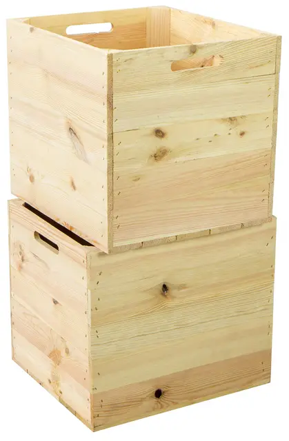 Kistenkolli Altes Land Holzkiste 2er Set für Kallax & Expedit – Aufbewahrungskiste aus naturbelassenem Holz | Regaleinsatz für IKEA Kallax | Vollholz Regalkiste | 33 x 37,5 x 32,5 cm