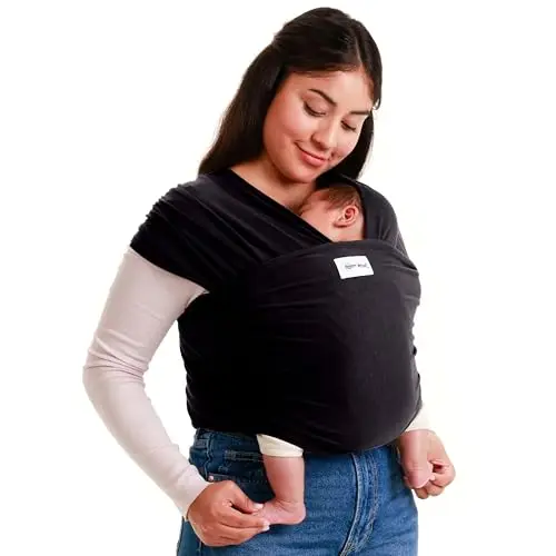 Sleepy Wrap Babytragetuch - Baumwoll Tragetuch Baby Neugeboren bis 15 kg, Maschinenwaschbar, Kuschelweich & Atmungsaktiv (Schwarz)