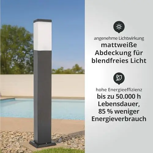 LED Universum Wegeleuchte mit 80cm Edelstahl Außenleuchte Stehleuchte Energiesäule Stromsäule Stromverteiler für den Garten Gartensteckdose (Anthrazit Standard)