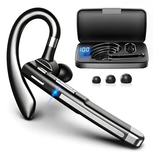 Headset Bluetooth 6.1 CVC8.0 Noise Cancelling In Ear Kopfhörer 100 Std Kabellos Kopfhörer mit Dual Mikrofon LED Ladebox Zwei-Geräte-Verbindung Freisprech Handy Ohrhörer für Autofahren/Business/Büro