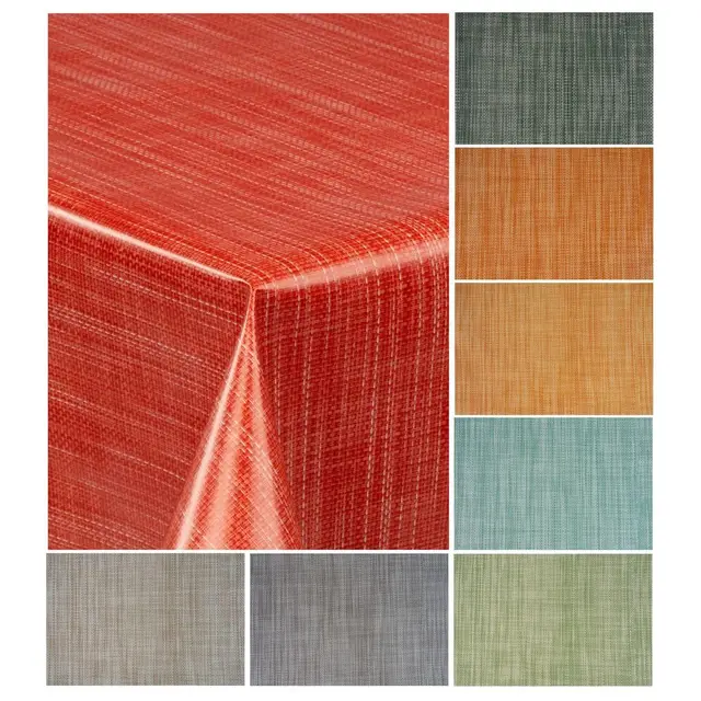 laro Wachstuch-Tischdecke Wachstischdecke Gartentischdecke Leinenoptik, Muster:Leinenoptik Rot Orange, Größe:85x85