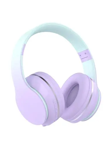 Bluetooth Kinder Kopfhörer, Kinder Kopfhörer kabellos Over-Ear, Lautstärkeregler, Verstellbares Stirnband, Faltbar, Kabellose und Kabel, eingebautes Mikrofon für Handy, Tablet,PC,TV (Violett)