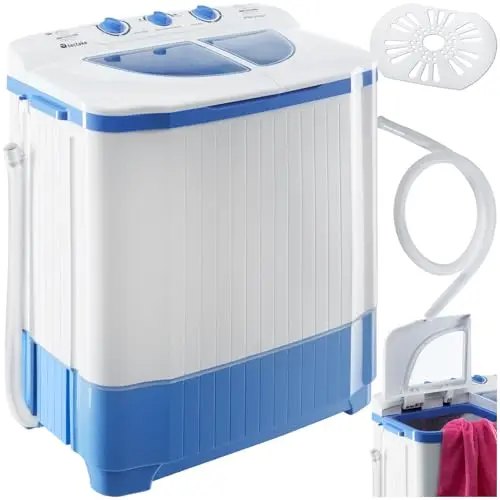 tectake Mini-Waschmaschine 4,5 kg mit Schleuder 3,5 kg, Toplader Weiß