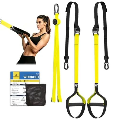 RHINOSPORT Schlingentrainer Sling Trainer Set mit Türanker Einstellbar Fitness Zuhause Suspension - geeignet für unterwegs und für das Training im Innen- und Außenbereich