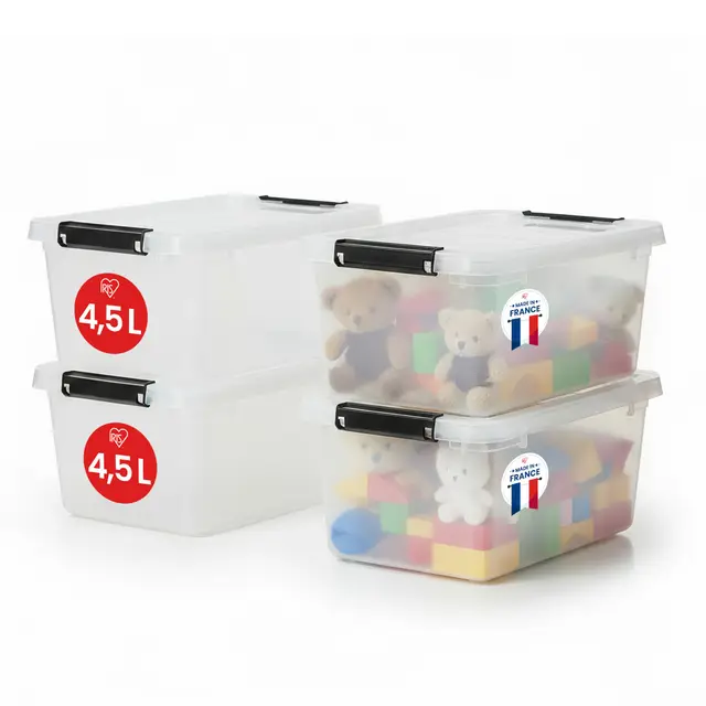 Iris Ohyama FTB-4.5 Aufbewahrungsbox 4,5 L transparent 4er-Set