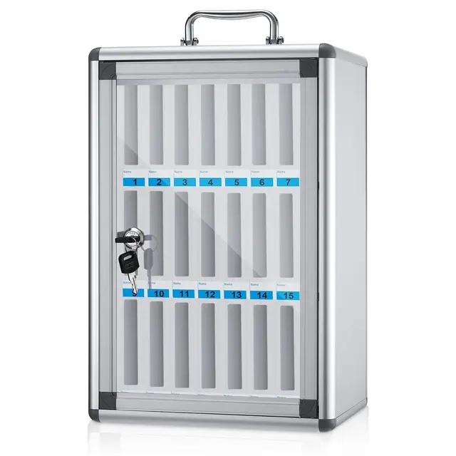 Handyaufbewahrung, Persönliche Aufbewahrungsbox Mit 12/15/20/25/30/40 Steckplätzen, Transparentes Handyschließfach Mit Schloss, Desktop-Handy-Aufbewahrungsschrank (Aluminum Alloy, 24 Slots)