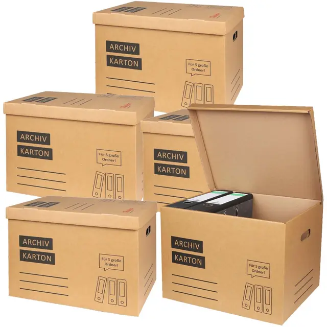 BURI Archivbox 5er Set für A4 Ordner