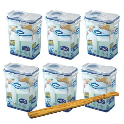 Lock&Lock Schüttboxen-Set 6-TLG (6X HPL813F je 1,8L) & SeleXions Multifunktion Olivenholz Spachtel
