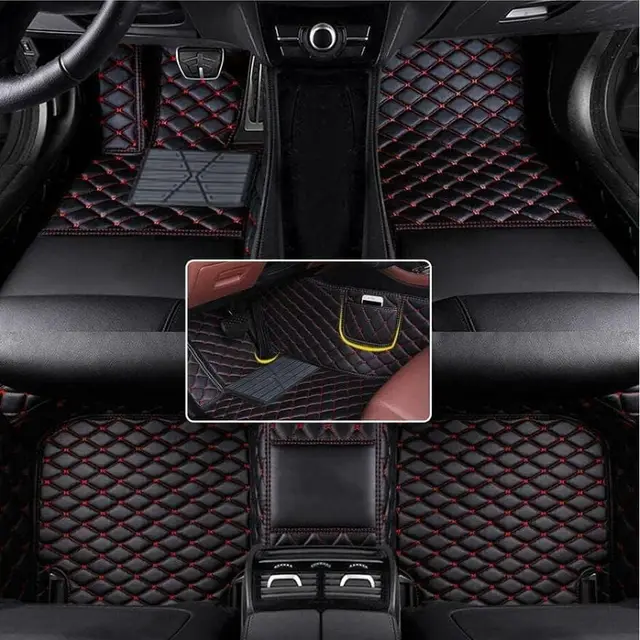 nsgdda auto fußmatten pu leder schwarz