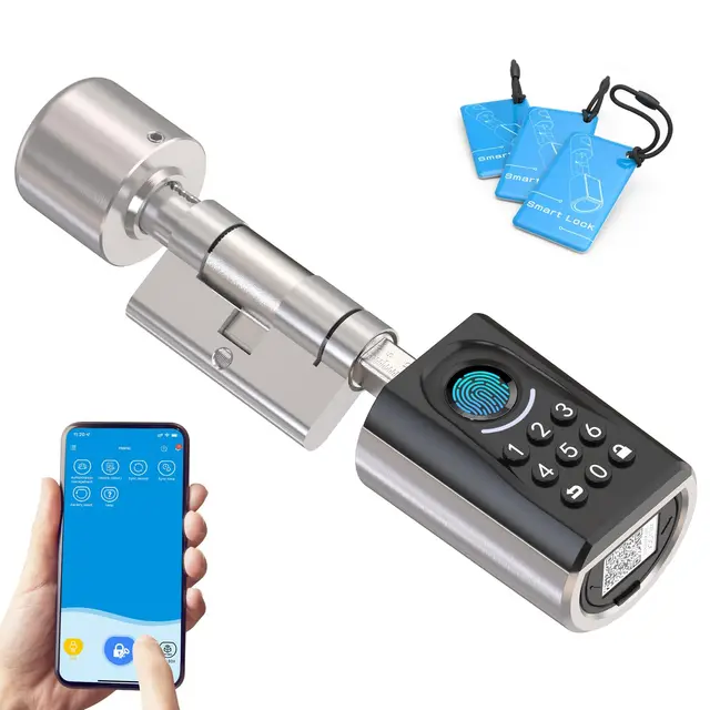 WELOCK Türschloss Fingerabdruck ToucA51,Elektronisches Türschloss Code,mit RFID Karte,APP,WiFi,Fingerabdruck Schloss Haustür IP65,Smartes Türschloss,Schließzylinder für Türen von 30-70mm,Smart Lock