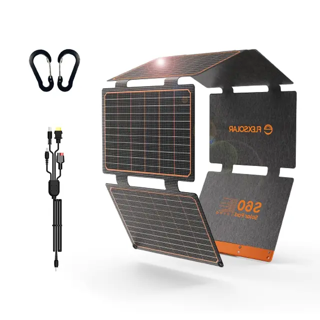 Solarpanel 60W, Flexsolar Tragbares faltbares Solarladegerät IP67 wasserdichtes Notstromcamping, geeignet für kleine Generatoren, Telefone, mobile Energiebanken, PCs