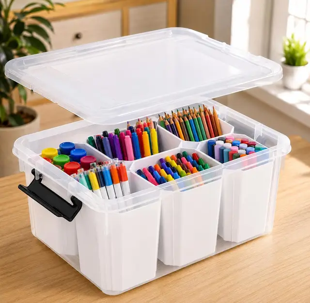 Zliance Aufbewahrungsbox mit Deckel Transparent 6 Fächer