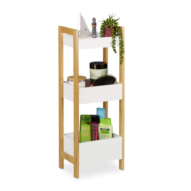 relaxdays badregal 3 körbe bambus mdf