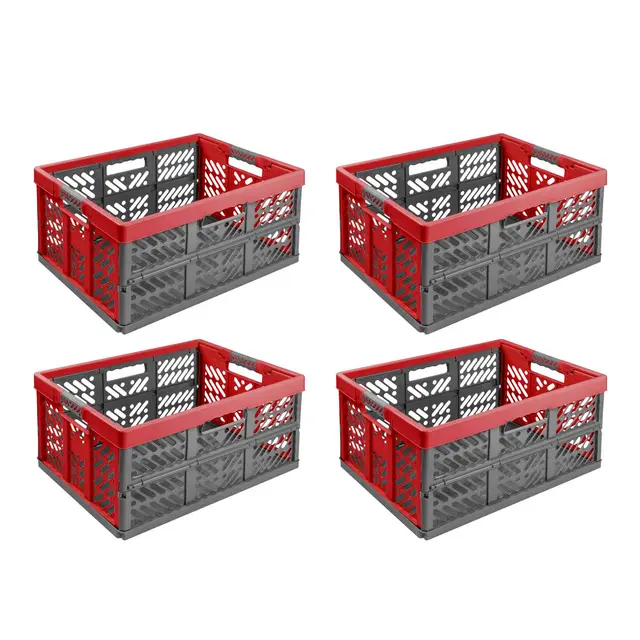 PAFEN Klappbox 45L klappbar mit Soft-Griffen - Rot/Anthrazit