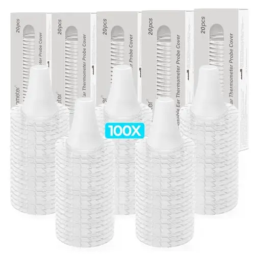 Fieberthermometer Ohr für Erwachsene & Kinder, 1s Ergebnis Hochpräzise Ohrthermometer, 30 Speicher Abrufen, 3-Farben-Fieber-Alarm, mit 21 Einweg-Sonde Abdeckungen & Aufbewahrungsbox (LCD-Transparente)