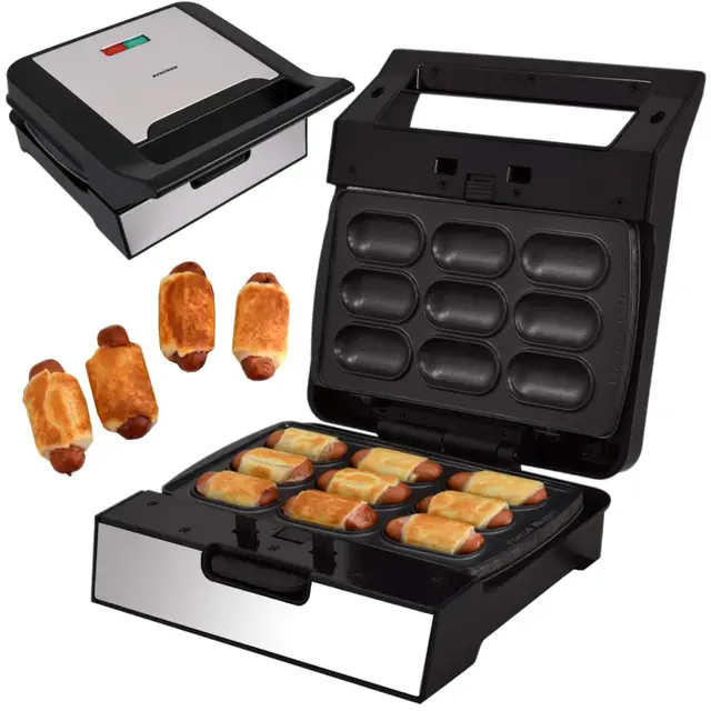 Syntrox Brezel Nugget Maker mit Wechselplatten, Edelstahl, schnelles Aufheizen, Antihaftbeschichtet, verschiedene Wechselplatten, Multifunktionsgerät