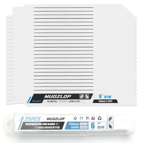 25Pack 150mm Säbelsägeblätter Set,18 TPI Sägeblätter für Säbelsäge,für Metall Säbelsägeblätter (25, 18TPI 150mm)
