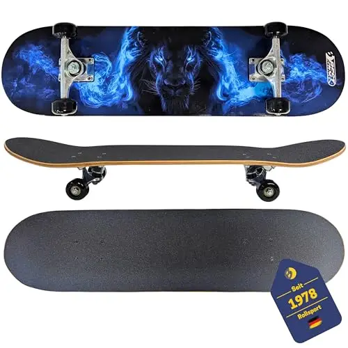 BEST SPORTING Skateboard Lion – Robustes Holzdeck & ABEC 5 Kugellager für Anfänger & Fortgeschrittene – Skateboard Löwe