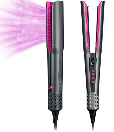 Air Haarglätter, Ionen Air Glätteisen OHNE Heizplatten, Nass bis Trocken, Glätten mit Luft, Ohne Hitzeschäden, für Mittleres Haar und Langes Haar(35-75cm), 1300W, 90℃-160℃