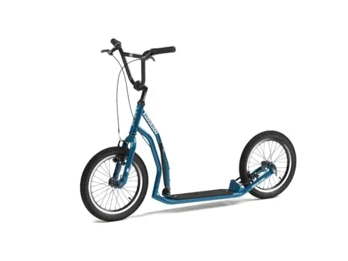 YEDOO Kudu Tretroller - Kickscooter für Erwachsene mit Luftreifen 16/16 und verstellbarem Lenker. Blau