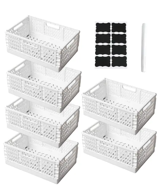 XAHMBSS Klappbox Aufbewahrungskorb Weiß 6er-Set